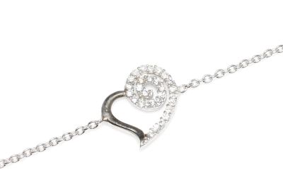 Sterling Silver Spiral Heart Bracelet with CZ - 9