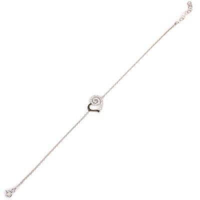 Sterling Silver Spiral Heart Bracelet with CZ - 4
