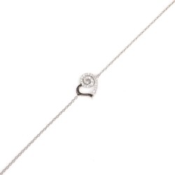 Sterling Silver Spiral Heart Bracelet with CZ - 7