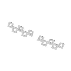 Sterling Silver Squares Ear Cuffs, White Gold Plated - 3