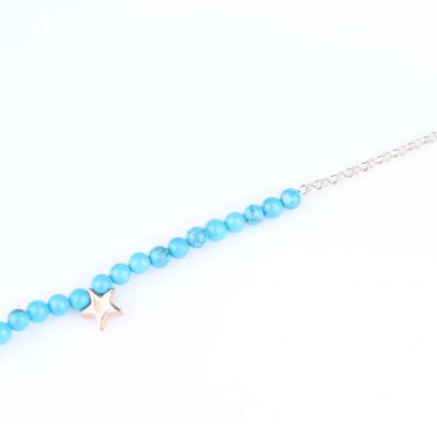 Sterling Silver Stylish Anklet with Turquoise - 4