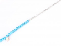 Sterling Silver Stylish Anklet with Turquoise - 5