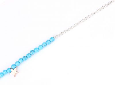 Sterling Silver Stylish Anklet with Turquoise - 5