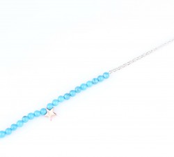 Sterling Silver Stylish Anklet with Turquoise - 6