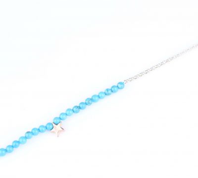 Sterling Silver Stylish Anklet with Turquoise - 6