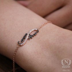 Sterling Silver Sweetheart Mom Bracelet, Rose Gold Vermeil - Nusrettaki