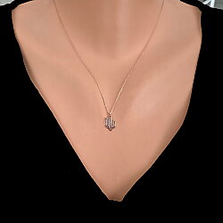 Sterling Silver Tiny Cactus Dainty Necklace, White Gold Plated - Nusrettaki