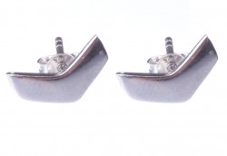 Sterling Silver Tiny Chevron Studs, White Gold Plated - 4