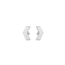 Sterling Silver Tiny Chevron Studs, White Gold Plated - Nusrettaki