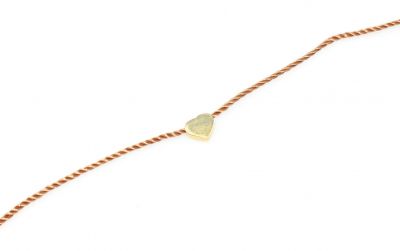 Sterling Silver Tiny Heart Cord Bracelet, Gold Plated - 3