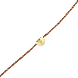 Sterling Silver Tiny Heart Cord Bracelet, Gold Plated - Nusrettaki (1)