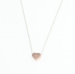 Sterling Silver Tiny Heart Dainty Necklace, Rose Gold Plated with Silver Chain - 4