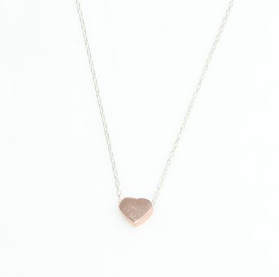 Sterling Silver Tiny Heart Dainty Necklace, Rose Gold Plated with Silver Chain - 4