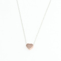 Sterling Silver Tiny Heart Dainty Necklace, Rose Gold Plated with Silver Chain - 3