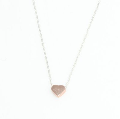 Sterling Silver Tiny Heart Dainty Necklace, Rose Gold Plated with Silver Chain - 3