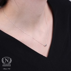 Sterling Silver Tiny Heart Dainty Necklace, Rose Gold Plated with Silver Chain - 5