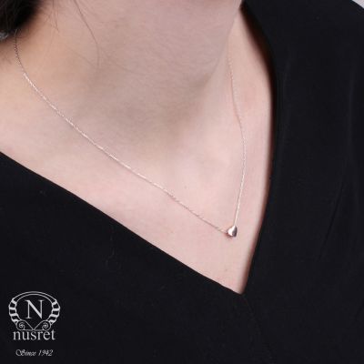 Sterling Silver Tiny Heart Dainty Necklace, Rose Gold Plated with Silver Chain - 5