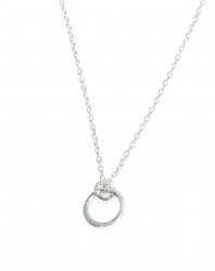 Sterling Silver Tiny Hoop Pendant Necklace, White Gold Plated - Nusrettaki (1)