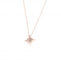 Sterling Silver Tiny North Star Necklace, Rose Gold Plated - 5