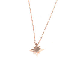 Sterling Silver Tiny North Star Necklace, Rose Gold Plated - 8