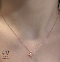 Sterling Silver Tiny North Star Necklace, Rose Gold Plated - Nusrettaki (1)