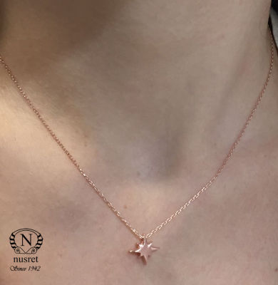 Sterling Silver Tiny North Star Necklace, Rose Gold Plated - 2