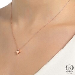Sterling Silver Tiny North Star Necklace, Rose Gold Plated - Nusrettaki