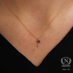 Sterling Silver Tiny Palm Dainty Necklace, Rose Gold Plated - Nusrettaki (1)