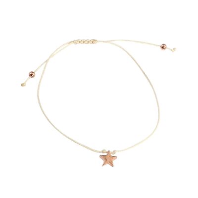 Sterling Silver Tiny Star Cord Bracelet, Rose Gold Plated - 4