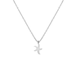 Sterling Silver Tiny Starfish Dainty Necklace, White Gold Plated - 3