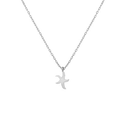 Sterling Silver Tiny Starfish Dainty Necklace, White Gold Plated - 3