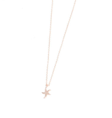 Sterling Silver Tiny Starfish Dainty Necklace, White Gold Plated - 5