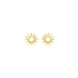 Sterling Silver Tiny Sun Design Stud Earrings - Gold - 5