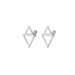 Sterling Silver Tiny Tri Stud Earrings, Rose Gold Plated - Nusrettaki