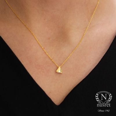 Sterling Silver Tiny Triangle Necklace - 4