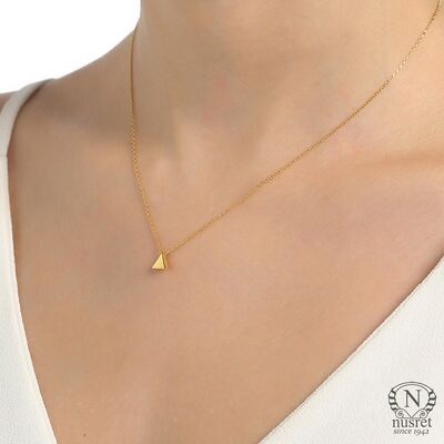 Sterling Silver Tiny Triangle Necklace - 3