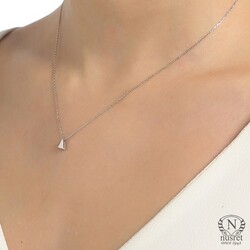 Sterling Silver Tiny Triangle Necklace - Nusrettaki
