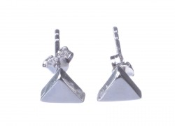 Sterling Silver Tiny Triangle Studs, White Gold Vermeiled - 3