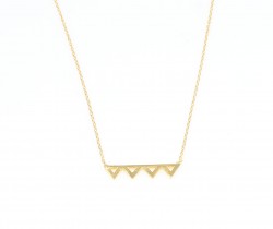 Sterling Silver Tiny Triangles Line Dainty Necklace, Gold Plated - 6