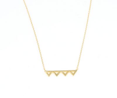 Sterling Silver Tiny Triangles Line Dainty Necklace, Gold Plated - 6