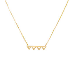 Sterling Silver Tiny Triangles Line Dainty Necklace, Gold Plated - 4
