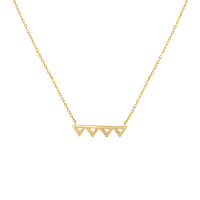 Sterling Silver Tiny Triangles Line Dainty Necklace, Gold Plated - 4