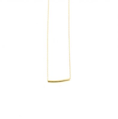 Sterling Silver Tiny Tube Necklace, Gold Plated - 4