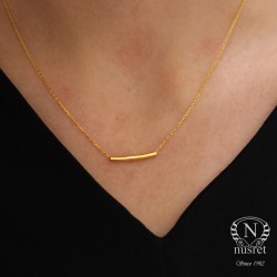 Sterling Silver Tiny Tube Necklace, Gold Plated - 3