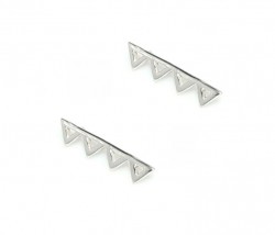 Sterling Silver Triangles Ear Cuffs, White Gold Plated - 8