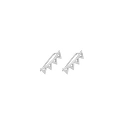 Sterling Silver Triangles Ear Cuffs, White Gold Plated - 5