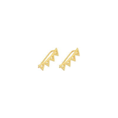Sterling Silver Triangles Ear Cuffs, White Gold Plated - 6