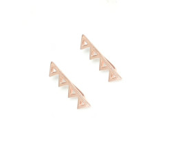 Sterling Silver Triangles Ear Cuffs, White Gold Plated - 7