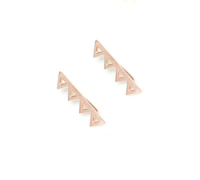Sterling Silver Triangles Ear Cuffs, White Gold Plated - 7