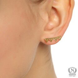 Sterling Silver Triangles Ear Cuffs, White Gold Plated - 4